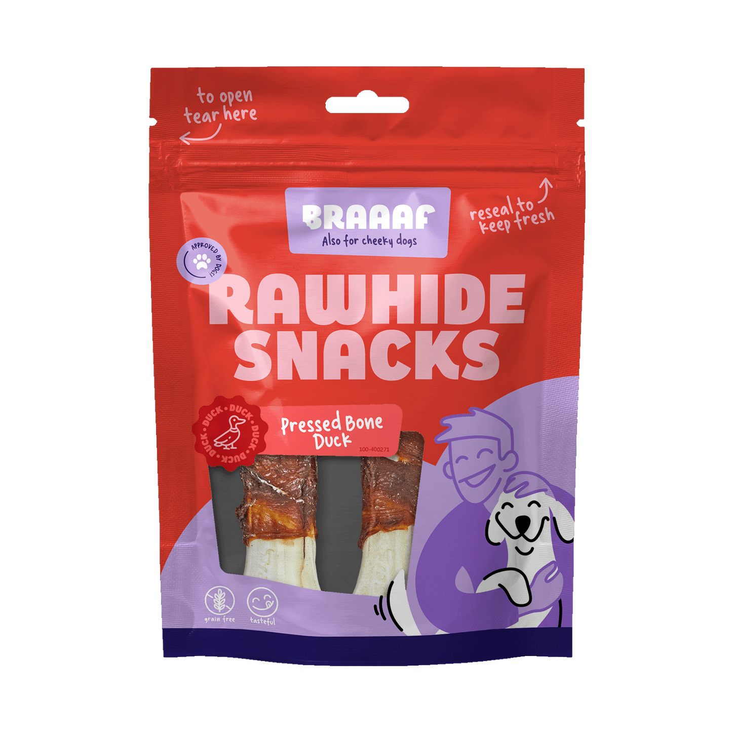 Braaaf Rawhide Pressed Bone Eend - 12,5 cm