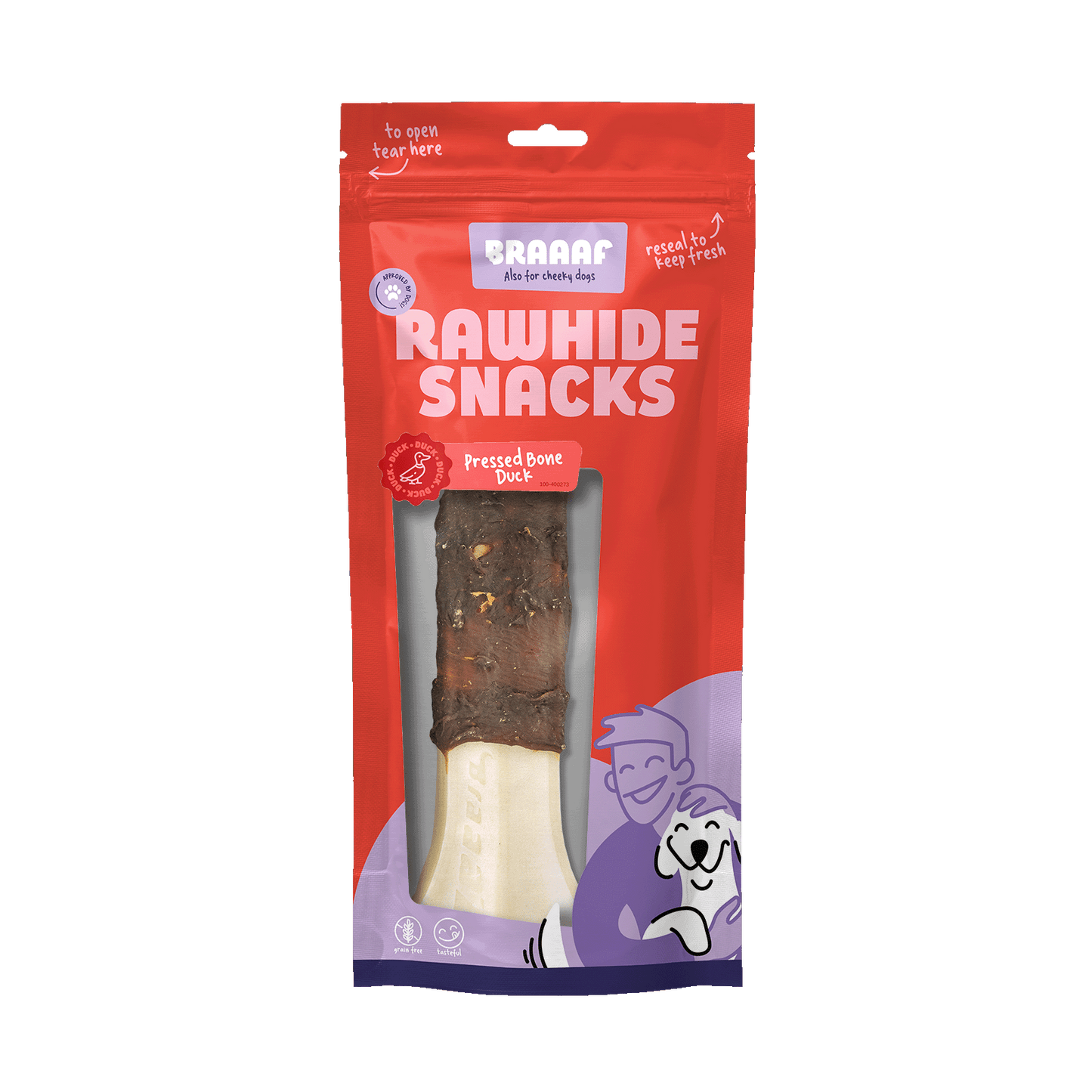 Braaaf Rawhide Pressed Bone Eend - 20 cm