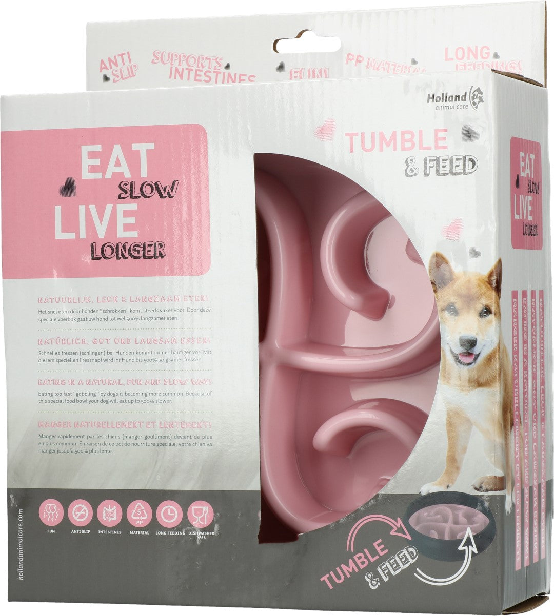 Eat Slow Live Longer Tumble Feeder Roze