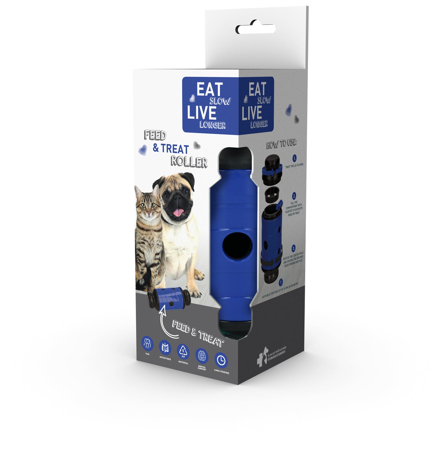Eat Slow Live Longer Feed & Treat Roller Blauw S