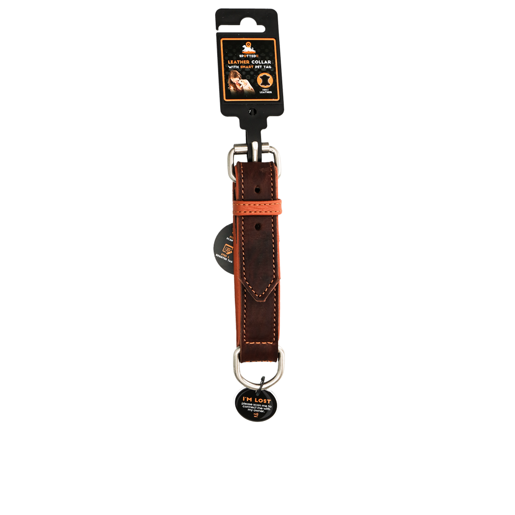 Spotted! Pro Leren Halsband Bruin 2,5 x 45 cm