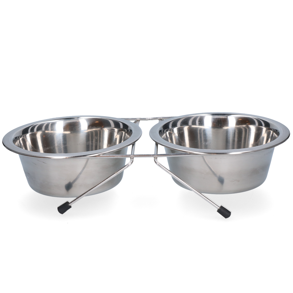 Voer en drinkbak RVS met standaard Ø 16 cm (750 ml)