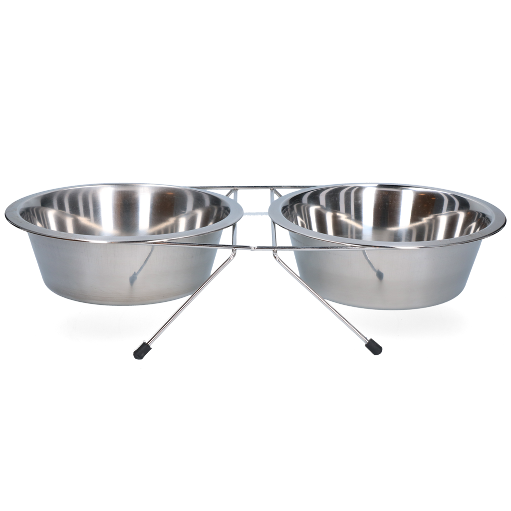 Voer en drinkbak RVS met standaard Ø 21 cm (1750 ml)