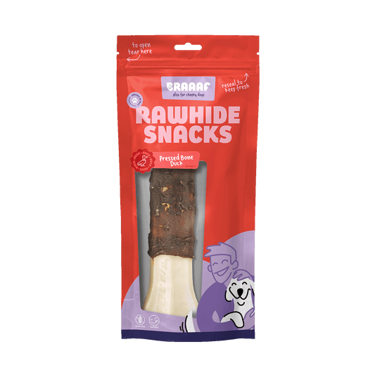 Braaaf Rawhide Pressed Bone Eend - 20 cm