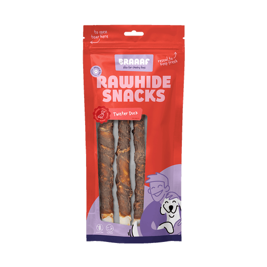 Braaaf Rawhide Twister Eend (3 st.) - 25 cm