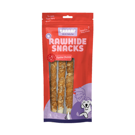 Braaaf Rawhide Twister Kip (3 st.) - 25 cm