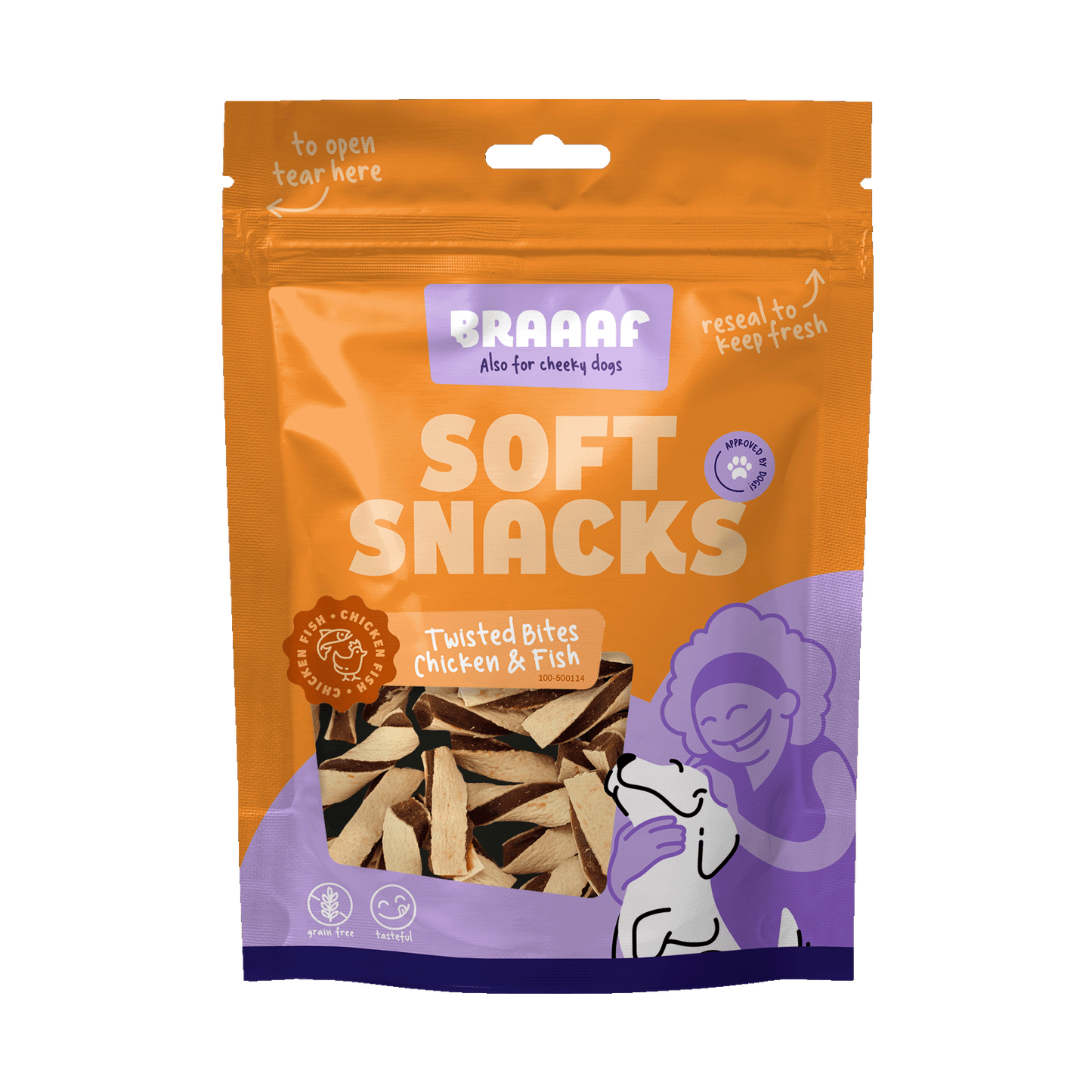 Braaaf Soft Snack Gedraaide Bites - Kip & Vis