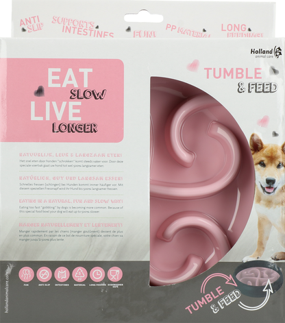 Eat Slow Live Longer Tumble Feeder Roze