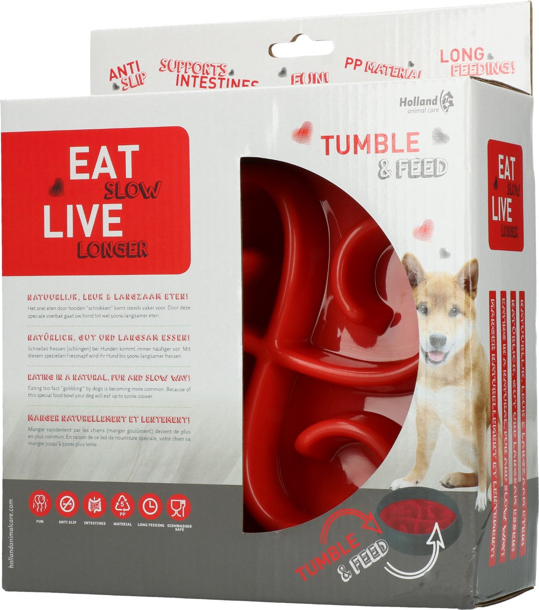 Eat Slow Live Longer Tumble Feeder Rood