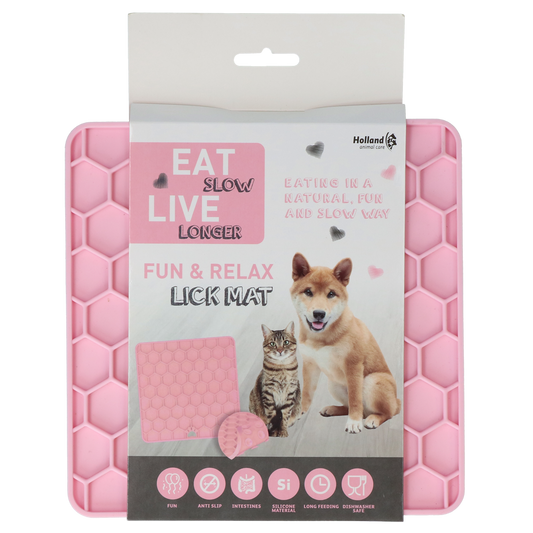 Eat Slow Live Longer Lick Mat Honeycomb Roze