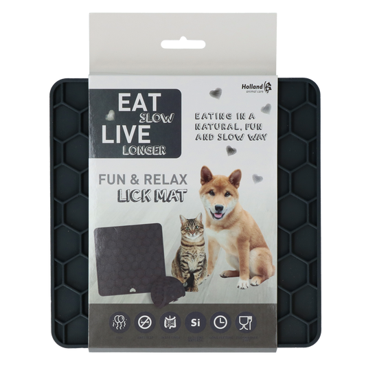 Eat Slow Live Longer Lick Mat Honeycomb Grijs
