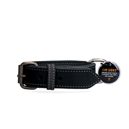 Spotted! Pro Leren Halsband Zwart 3 x 55 cm