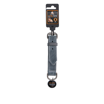 Spotted! Pro Leren Halsband Grijs 2,5 x 50 cm