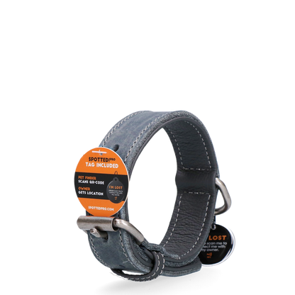 Spotted! Pro Leren Halsband Grijs 2,5 x 50 cm