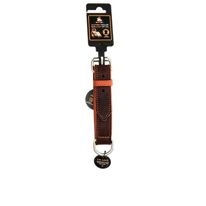 Spotted! Pro Leren Halsband Bruin 2,5 x 50 cm