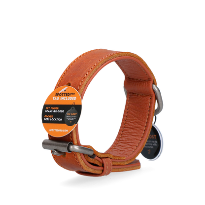 Spotted! Pro Leren Halsband Cognac 2,5 x 45 cm