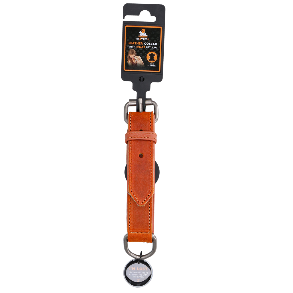 Spotted! Pro Leren Halsband Cognac 2,5 x 45 cm