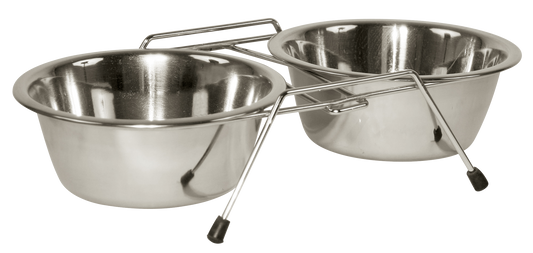 RVS Voerbak Twin Feeder 2 x 450 ml
